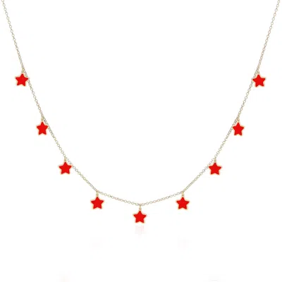 The Lovery Coral Star Dangle Necklace In Pink