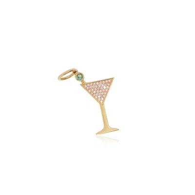 The Lovery Diamond And Emerald Martini Charm In Blue