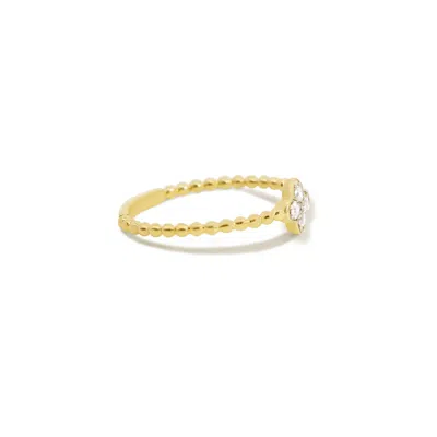The Lovery Diamond Clover Bead Ring In Blue