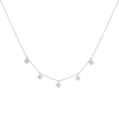 The Lovery Diamond Clover Dangle Necklace In Blue