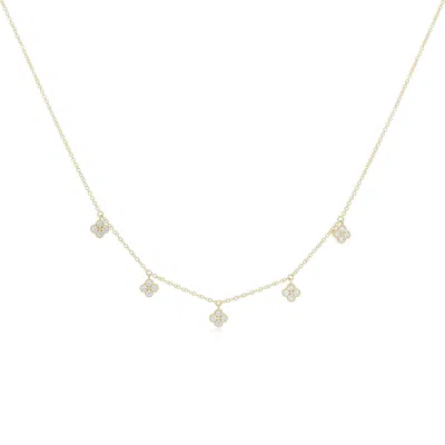 The Lovery Diamond Clover Dangle Necklace In Blue