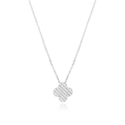 The Lovery Diamond Clover Necklace In Blue