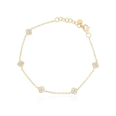 The Lovery Diamond Clover Station Bracelet In Blue
