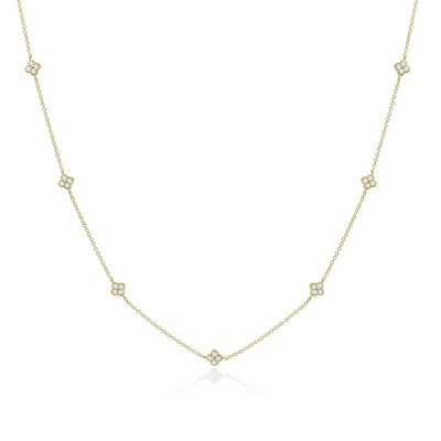 The Lovery Diamond Clover Station Necklace In Blue