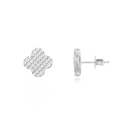 The Lovery Diamond Clover Stud Earrings In Blue