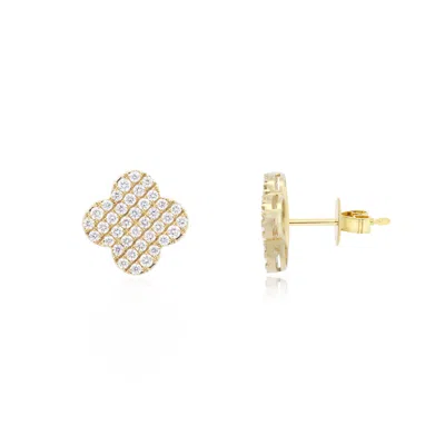The Lovery Diamond Clover Stud Earrings In Blue
