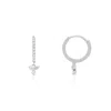 The Lovery Diamond Drop Dangle Huggie Hoop Earrings In Blue