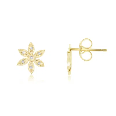 The Lovery Diamond Flower Stud Earrings In Blue