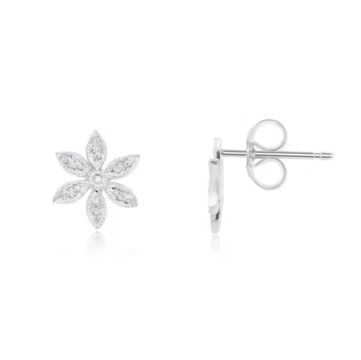 The Lovery Diamond Flower Stud Earrings In Blue