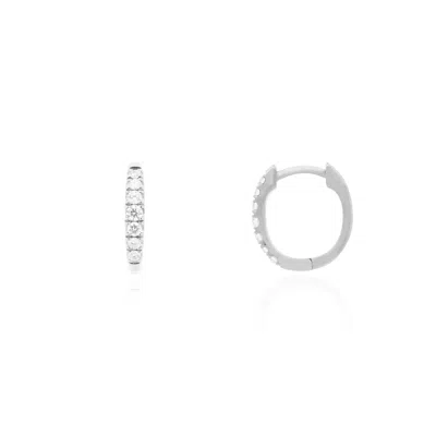 The Lovery Diamond Huggie Earrings In Blue