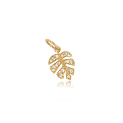 The Lovery Diamond Leaf Charm In Gold