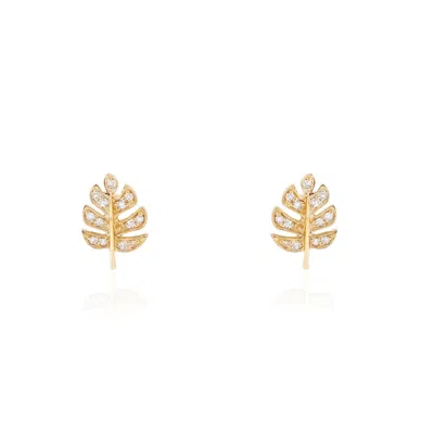 The Lovery Diamond Leaf Stud Earrings In Blue