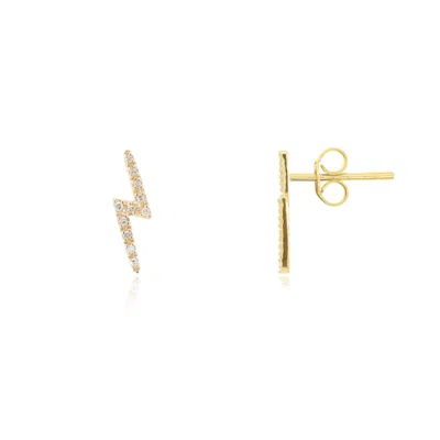 The Lovery Diamond Lightning Bolt Stud Earrings In Gold