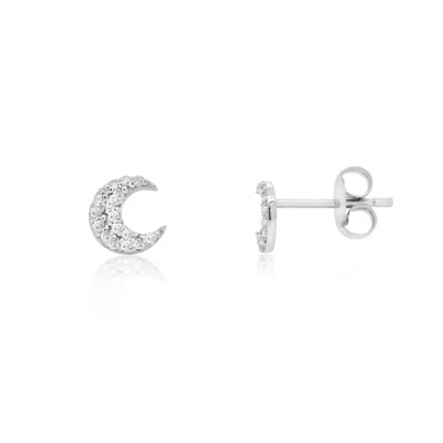 The Lovery Diamond Moon Stud Earrings In Blue