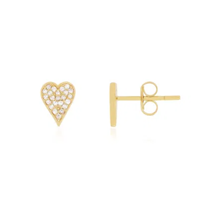 The Lovery Diamond Pave Heart Stud Earrings In Blue