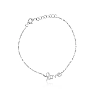 The Lovery Diamond Script Love Bracelet In Blue