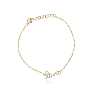 The Lovery Diamond Script Love Bracelet In Gold