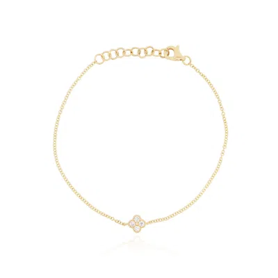 The Lovery Diamond Single Clover Bracelet In Gold