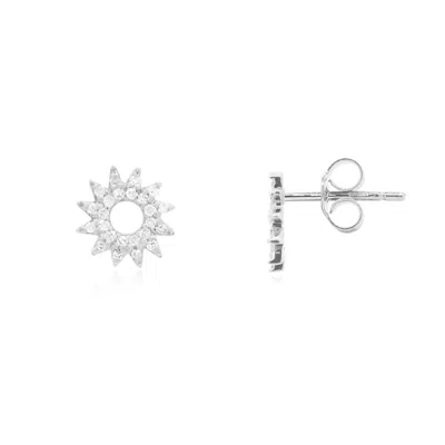 The Lovery Diamond Sun Stud Earrings In Blue