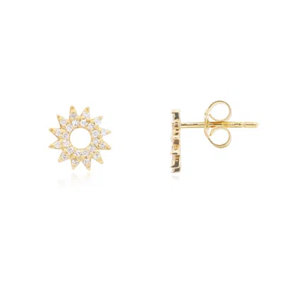 The Lovery Diamond Sun Stud Earrings In Silver
