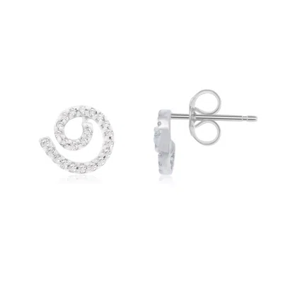 The Lovery Diamond Swirl Stud Earrings In Blue
