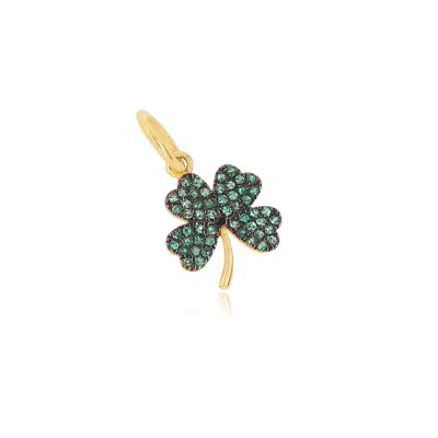 The Lovery Emerald Clover Charm In Gold