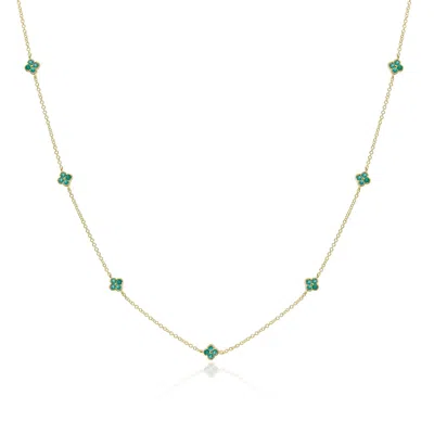 The Lovery Emerald Clover Station Necklace In Gold