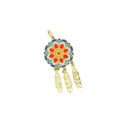 The Lovery Enamel Dream Catcher Charm In Gold