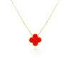 The Lovery Extra Large Coral Single Clover Necklace In Red