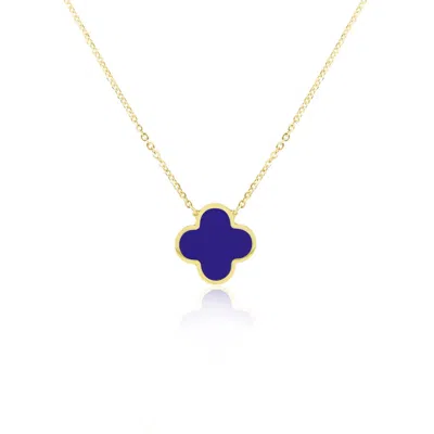 The Lovery Extra Large Lapis Single Clover Necklace In Blue