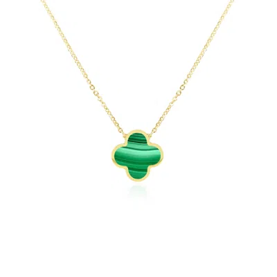 The Lovery Extra Large Malachite Single Clover Necklace In Multi