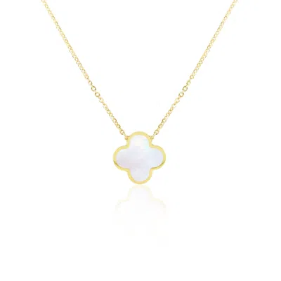 The Lovery Extra Large Mother Of Pearl Single Clover Necklace In Gold