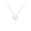 The Lovery Extra Large Mother Of Pearl Single Clover Necklace In Multi