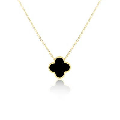 The Lovery Extra Large Onyx Single Clover Necklace In Black