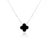 The Lovery Extra Large Onyx Single Clover Necklace White Gold