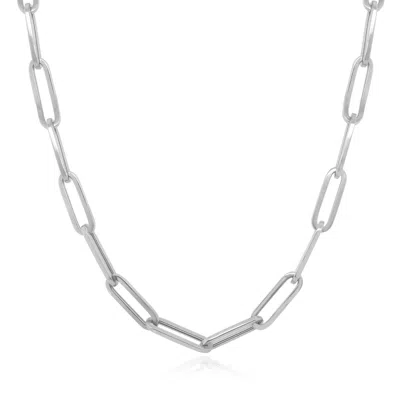 The Lovery Extra Large Paperclip Link Chain Necklace 18 Inches White Gold