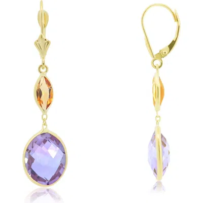 The Lovery Fine Jewelry Amethyst And Citrine Drop Dangle Earrings In Purple