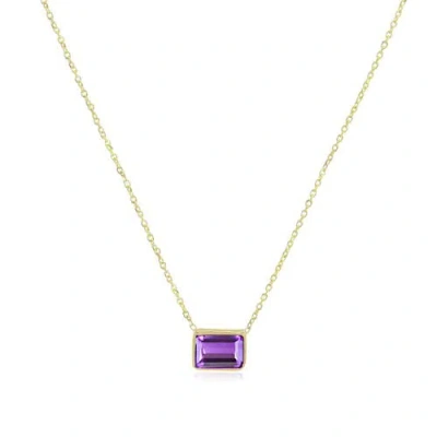 The Lovery Fine Jewelry Amethyst Emerald Cut Single Bezel Necklace In Purple