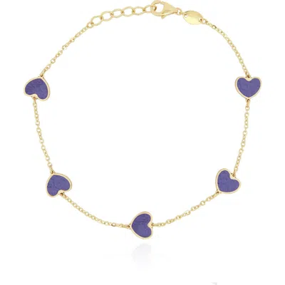 The Lovery Fine Jewelry Amethyst Heart Station Bracelet In Purple