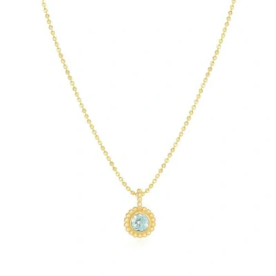 The Lovery Fine Jewelry Aquamarine Beaded Bezel Necklace In Blue