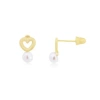 The Lovery Fine Jewelry Baby Pearl Heart Screw Back Stud Earrings In Gold