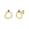 The Lovery Fine Jewelry Baguette Amethyst Open Heart Earrings In Purple