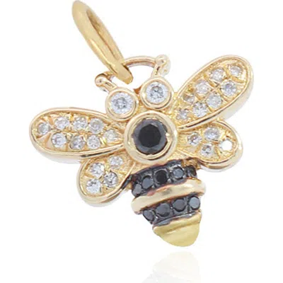 The Lovery Fine Jewelry Black Diamond Bee Charm In Gold