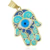 The Lovery Fine Jewelry Blue Enamel Hamsa Charm In Blue
