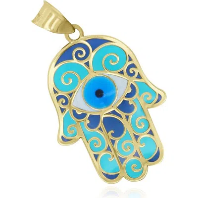 The Lovery Fine Jewelry Blue Enamel Hamsa Charm
