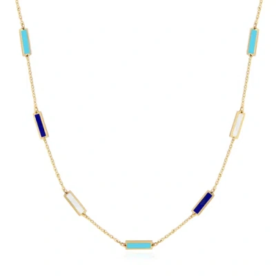 The Lovery Fine Jewelry Blue Mixed Bar Chain Necklace