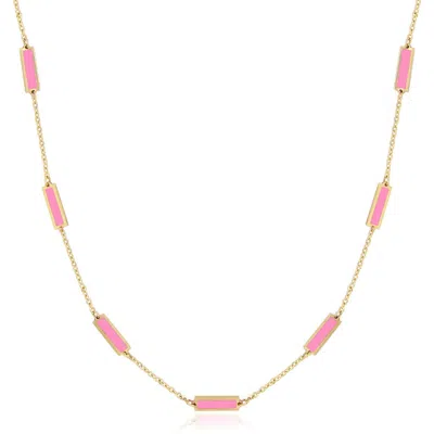 The Lovery Fine Jewelry Bubblegum Pink Bar Chain Necklace