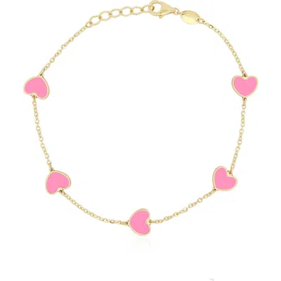 The Lovery Fine Jewelry Bubblegum Pink Heart Station Bracelet