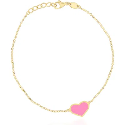 The Lovery Fine Jewelry Bubblegum Pink Single Heart Bracelet
