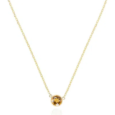 The Lovery Fine Jewelry Citrine Single Bezel Necklace In Yellow